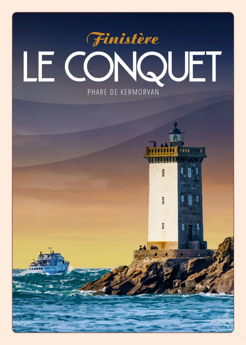 Affiches vintages Le Conquet : Affiche vintage du Phare de Kermorvan au Conquet