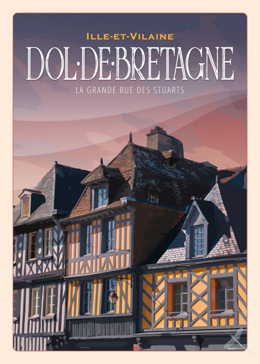 Affiches vintages Dol-de-Bretagne : Affiche vintage de la grande rue des Stuarts à Dol-de-Bretagne