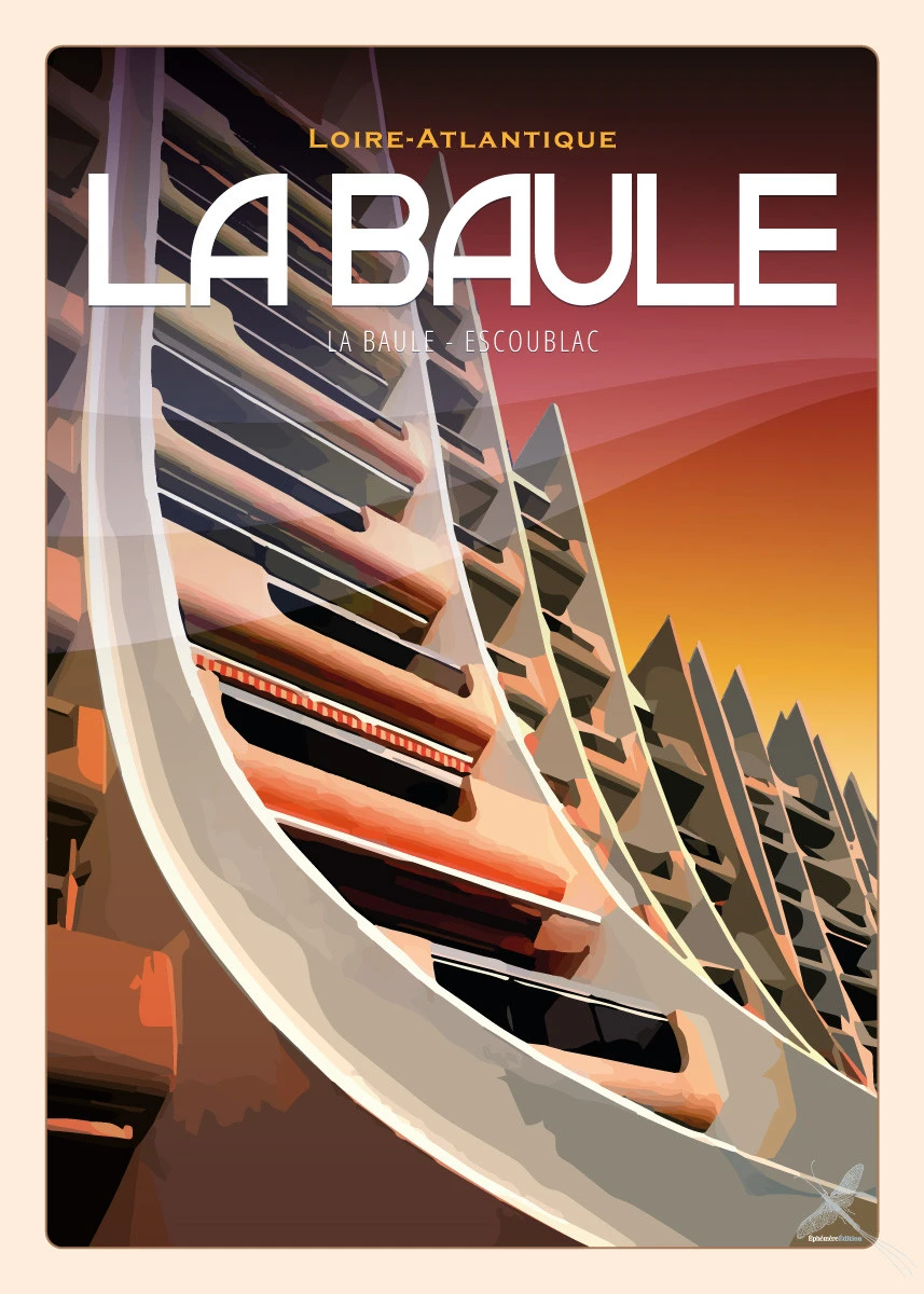 Affiche vintage des immeubles Escoubac à La Baule