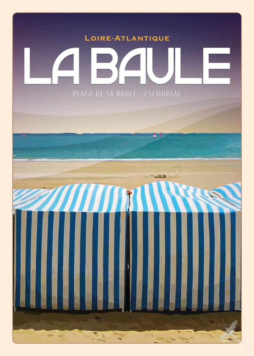 Affiche vintage de la plage à La Baule