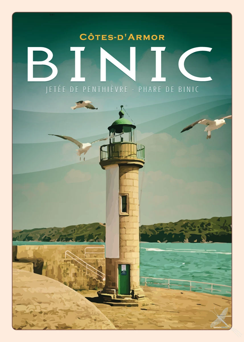 Affiche vintage du phare de Binic