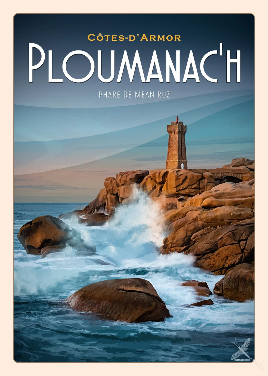 Affiche vintage du Phare du Men Ruz à Ploumanac'h