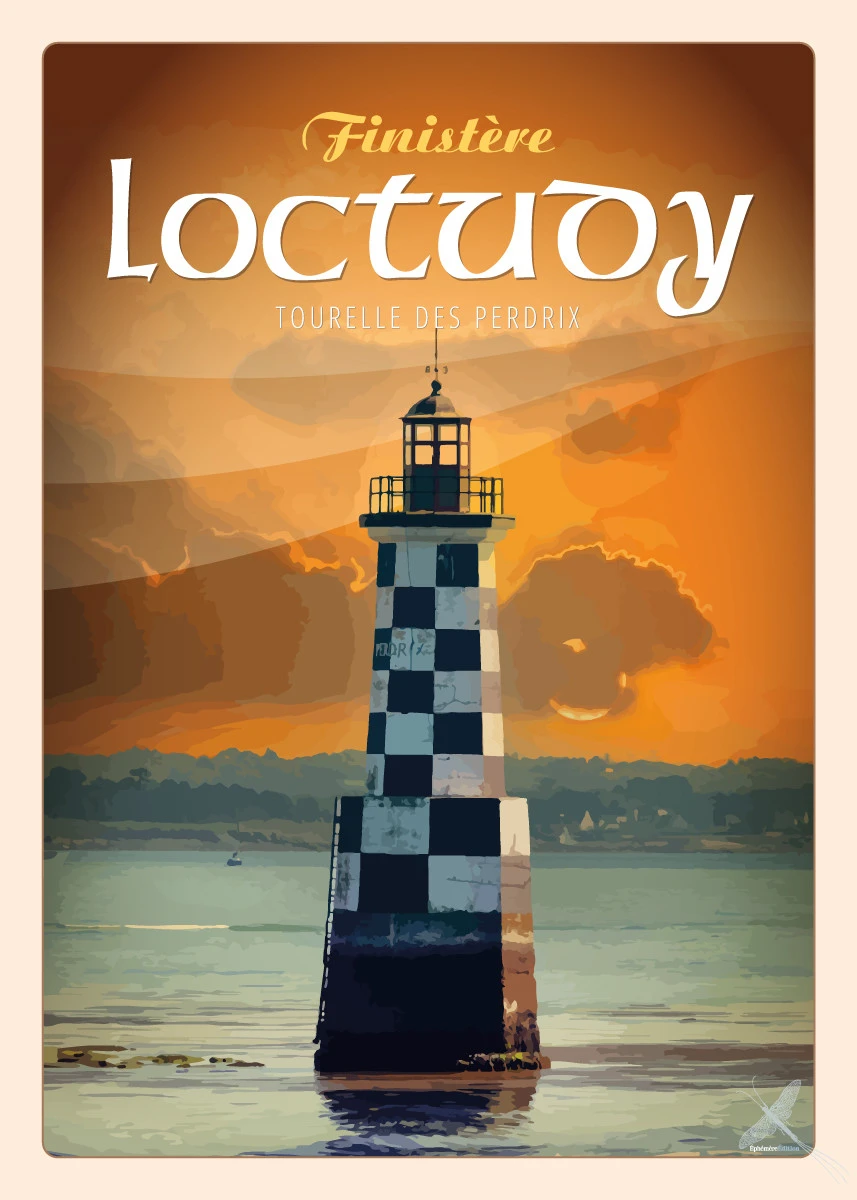 Affiche vintage de la Tourelle des Perdrix à Loctudy