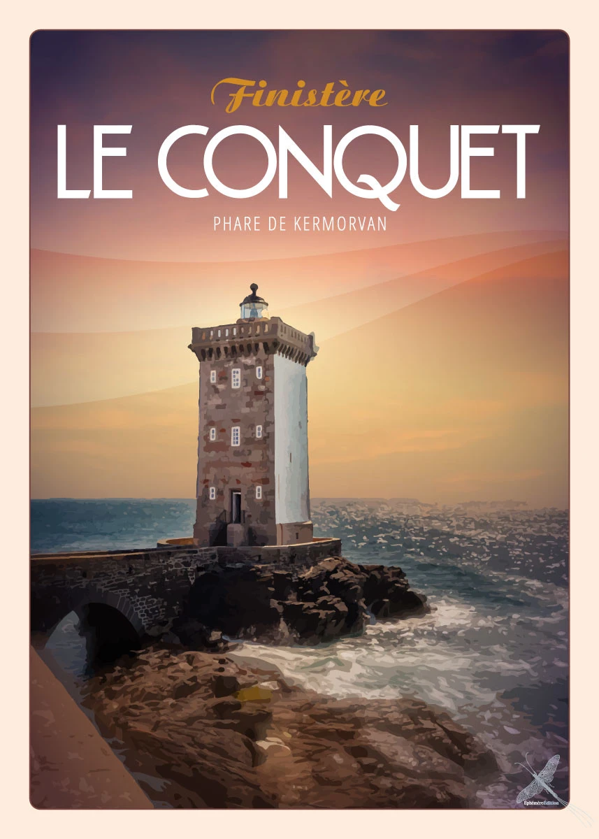 Affiche vintage du Phare de Kermorvan à Le Conquet