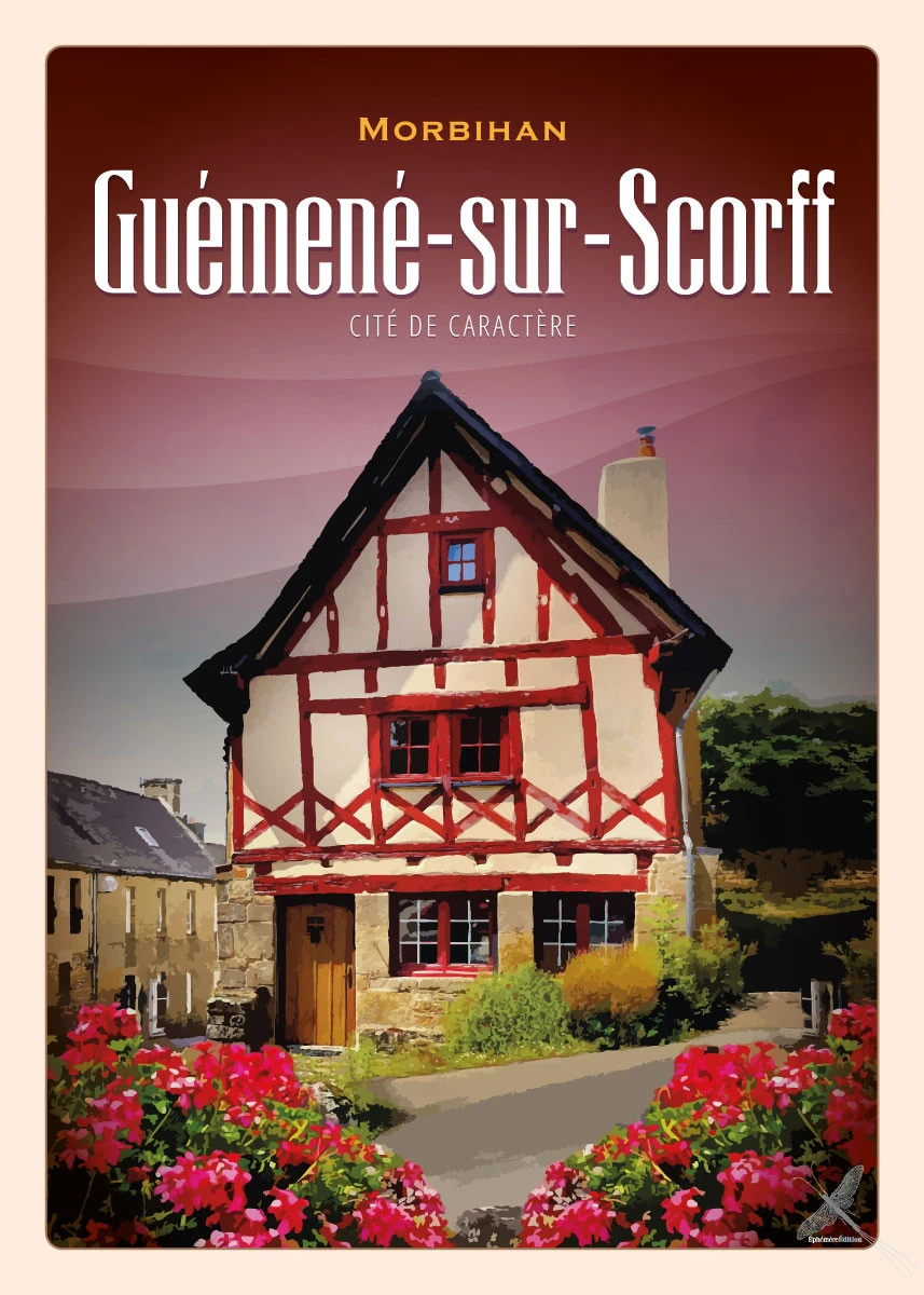 Affiche vintage de la Cité de caractère de Guémené-sur-Scorff