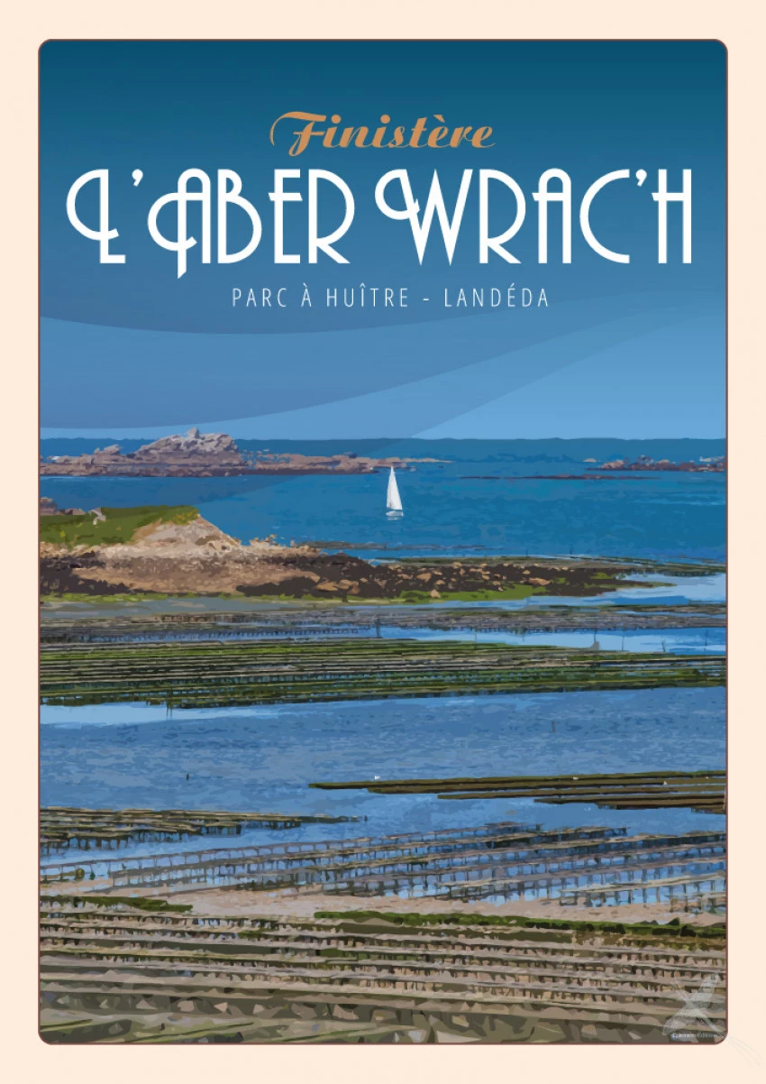 Affiche vintage du Parc à huîtres à Landéda dans l'Aber Wrac'h