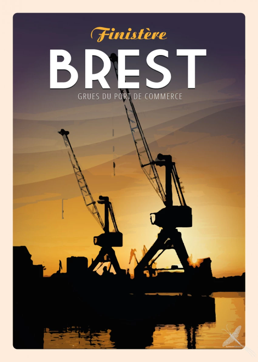 Affiches vintages Brest : Affiche vintage des Grues du port de commerce à Brest